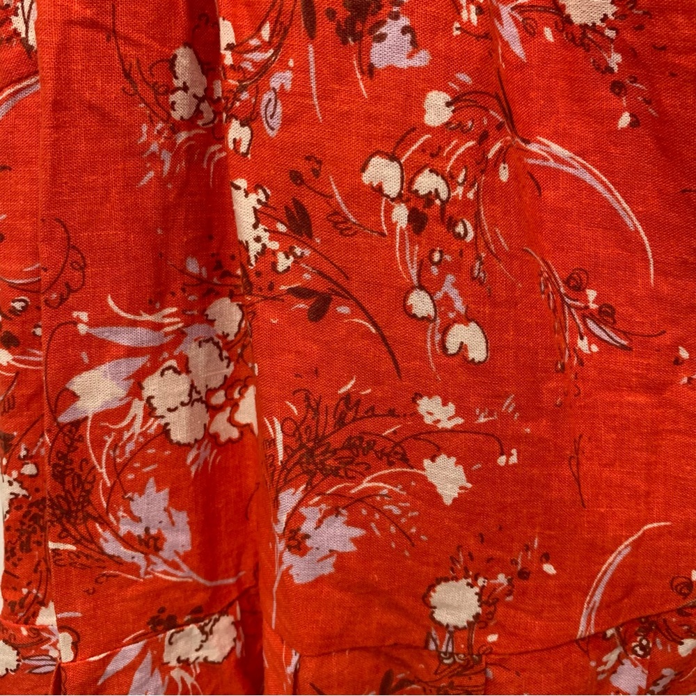 Free People One Shoulder Linen Floral Mini Dress Red Boho - Picture 12 of 12